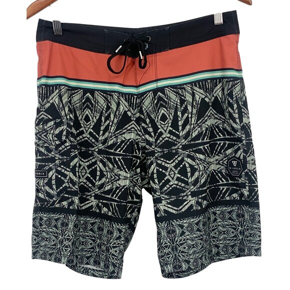 Vissla Mens 20" Upcycled Cocotex Poly Stretch Boardshorts Size 30 Red Black EUC - Picture 1 of 8